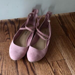 Christian Siriano Dusty Pink Ankle-Strap Ballet Flats